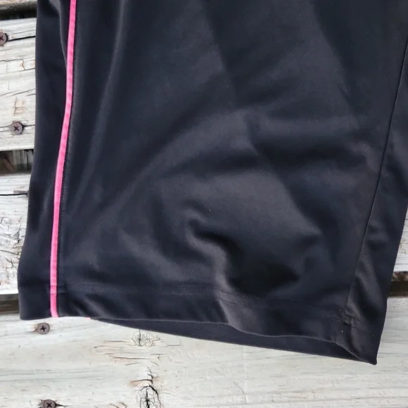 Adidas Black Pink Climalite Large Capri Pants Soft Stretchy Loose Pockets - Picture 4 of 7